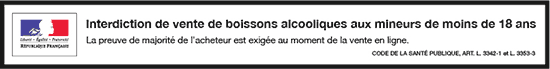 Interdiction de vente de boissons alcooliques aux mineurs de moins de 18 ans.